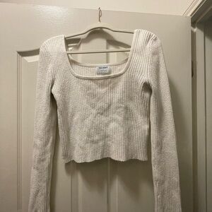 Old Navy Cream Cropped Ribbed Sweater